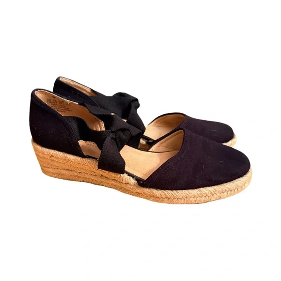 Black Espadrille Wedge Shoes