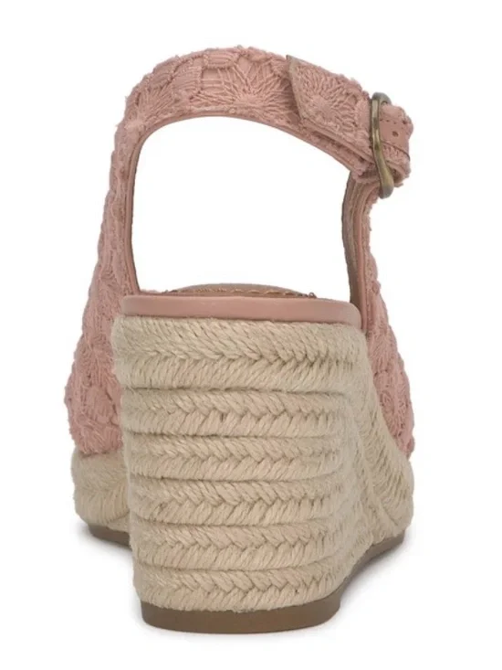17. Lucky Brand Women’s Slingback Peep-toe Espadrille Wedge Sandals Pink