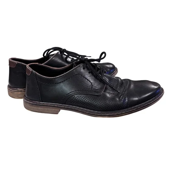 Rieker‎ Mens Black Leather Perforated Lace Up Derby Shoes Size 42 EU 9 US