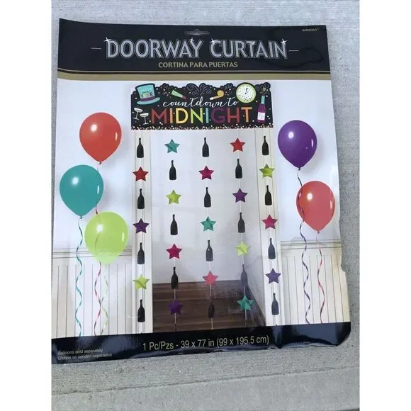 New Year’s Eve Countdown to Midnight Doorway Curtain Jewel Tones 39”x77”