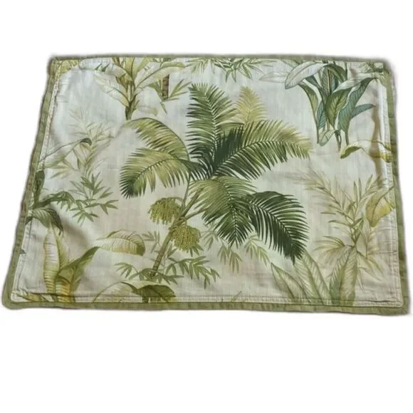 TOMMY BAHAMA Pillow Cover Tropical Palms and Leaves Green Beige 26.5 x 20 inches