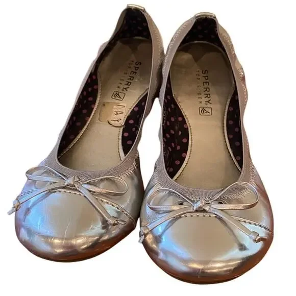 Sperry Elise Silver Ballet Flats sz 1.5 Silver Rounded Toe Shoes