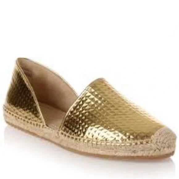 Jimmy Choo Gold D’Orsay Flat Espadrilles Size 37