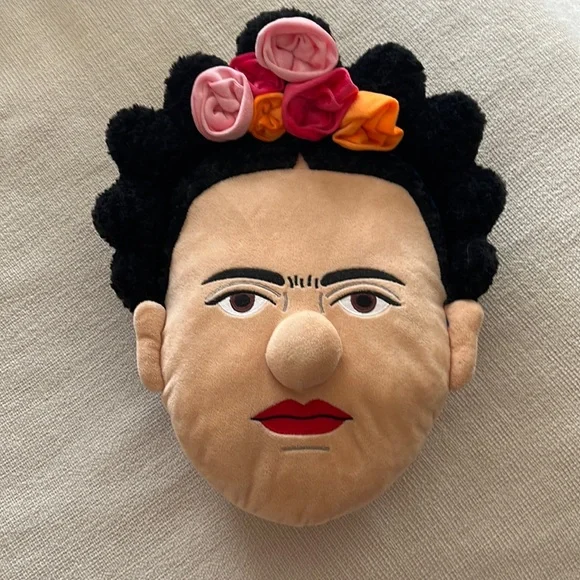 FRIDA KAHLO Colorful Plush Velour Pillow with Floral Headband‎