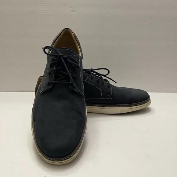 Johnston &‎ Murphy McGuffey Plain Toe Navy Oiled Full Grain Men's Shoe 10.5