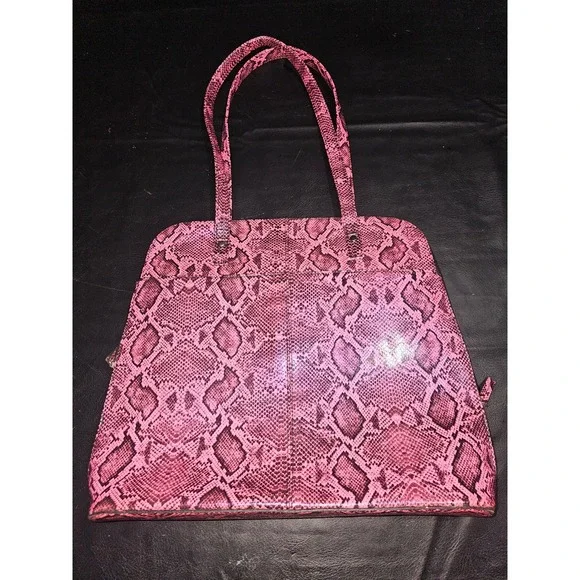 Buxton Womens Pink Snake Snakeskin Print Messenger Laptop Bag