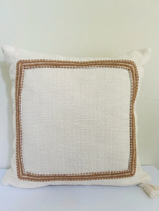 Threshold Designed with Studio McGee Embroidered Frame Square Throw Pillow NWT