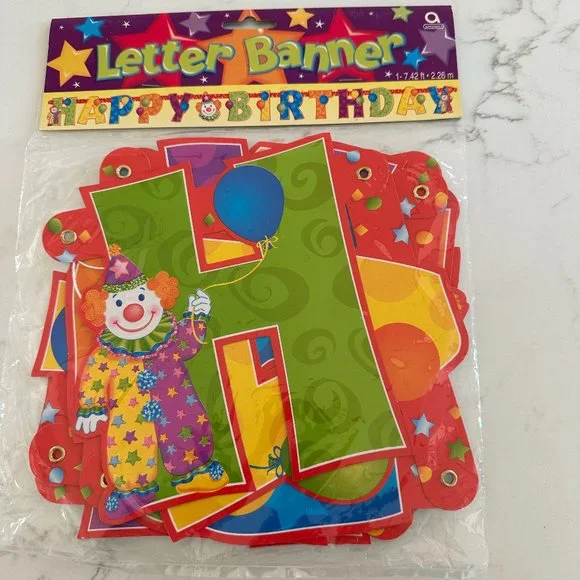 4 for $10! 😎 NWT Clown Happy Birthday Banner