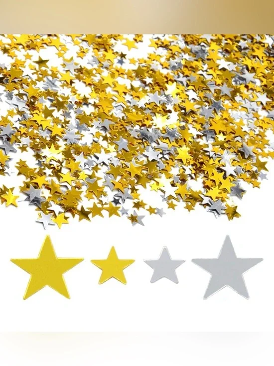 💜 Holographic Gold & Silver Star Confetti Decorations