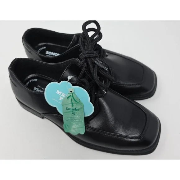 Sonoma Dress Shoes Boys 2 Med Black Alexander Lace Up Square Toe NWT