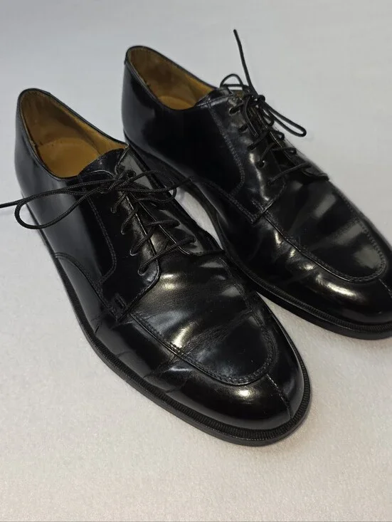 Cole Haan Men' Calhoun Oxfords Black Leather Split Toe Lace Up Size 9.5 Bin BH