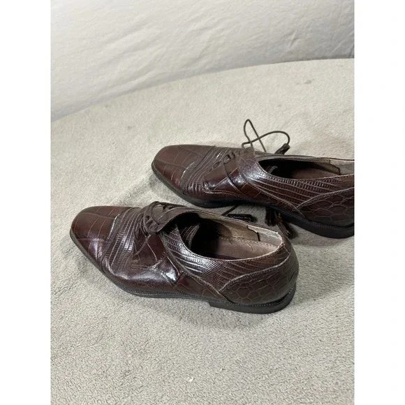 Fratelli PSF Shoes Ltd Men's 10 M Brown Croc Embossed Leather Lace Up Derby