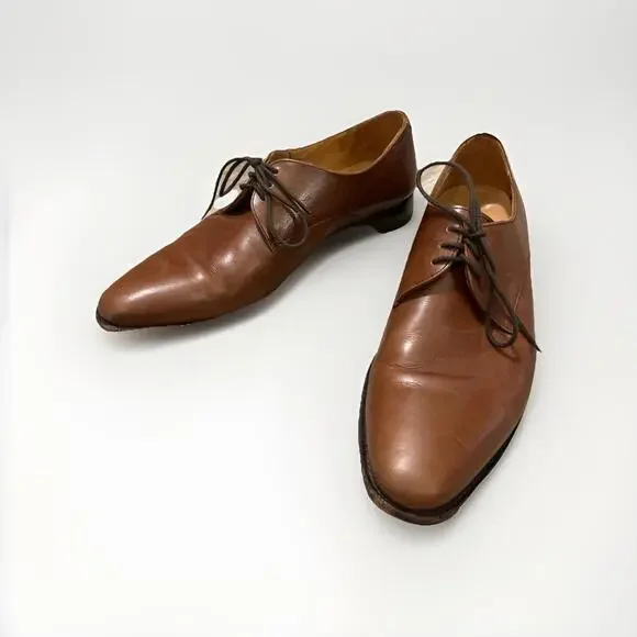 JACK ERWIN MENS BROWN OXFORD DRESS SHOES SIZE ~9US MADE IN SPAIN GOOD COND!