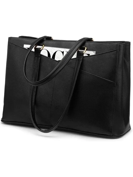 Stylish Waterproof Leather Laptop Tote Bag for Women - 15.6 Inch, Business