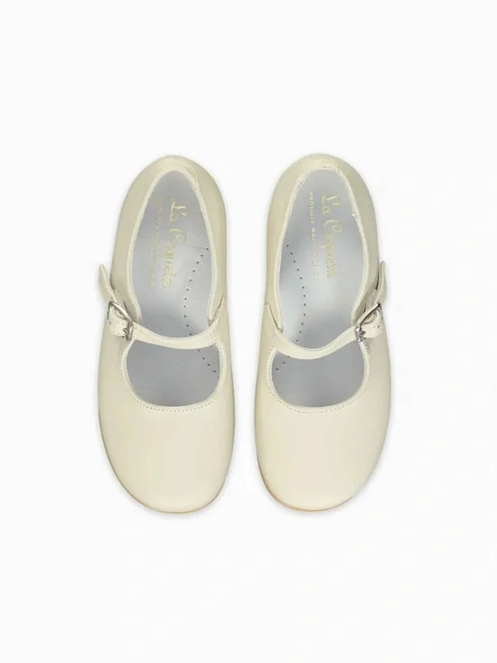 La Coqueta Ivory Nappa Leather Mary Jane Shoes Girls Size 27 EU / US 10
