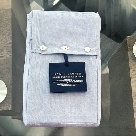 Ralph Lauren Oxford Reversible Cotton Sham, King New w/Tag Retail $185