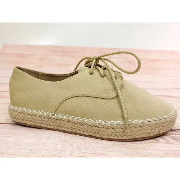 Charlotte Russe Canvas Slip-on Shoes Flats New Sz 8 Raquel Tan