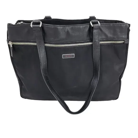 TUMI Black Nylon Leather Trimmed Travel Shoulder Professional Briefcase