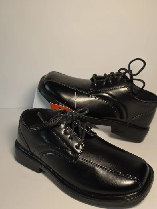 Deer Stags Black Kids Lace-Up Dress Shoes