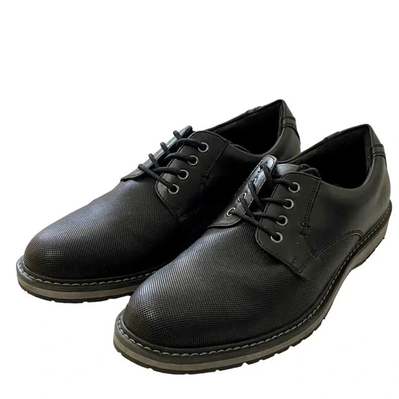Flex Step Logan Black Lace-up Dress Business Casual Shoes 9M