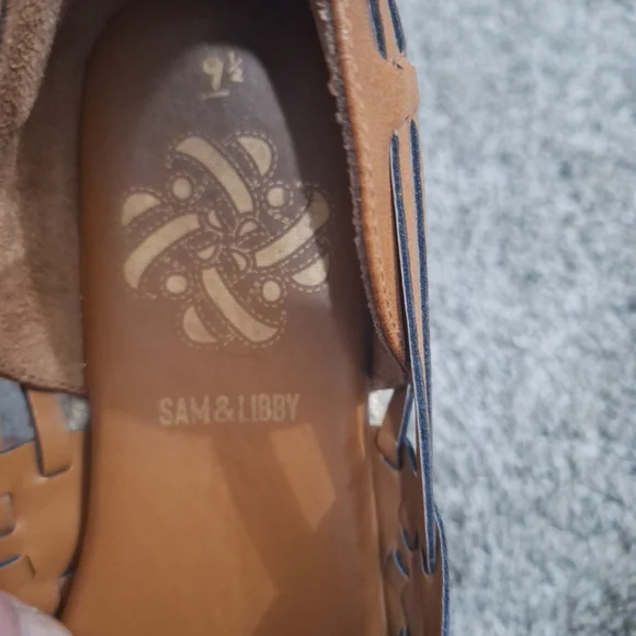 Sam & Libby Faux Leather Woven Espadrilles - 9½ - Saddle Brown