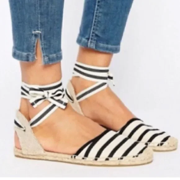 Soludos Striped Lace Up Espadrilles