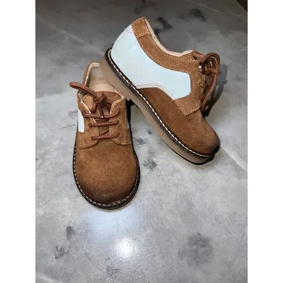 Fin & Vince Suede Retro Saddle Oxford Shoe, Cognac/ Pastel, Size 7 US‎ & Euro 23