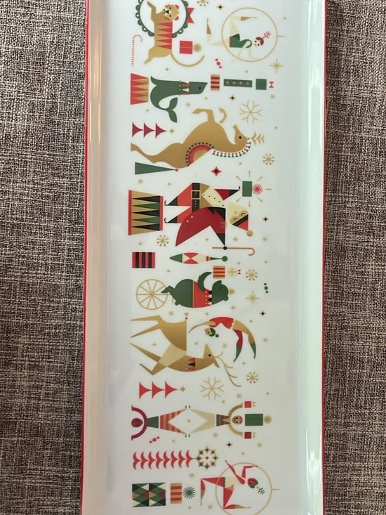 Neiman Marcus Vista Alegre Holiday Festive tart  Tray in Red, Green, Gold