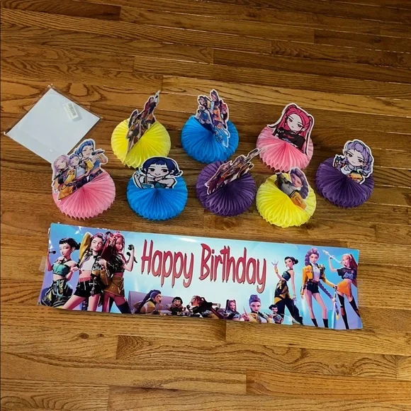 K-Pop Demon Hunters Birthday Party Decoration Set with Characters