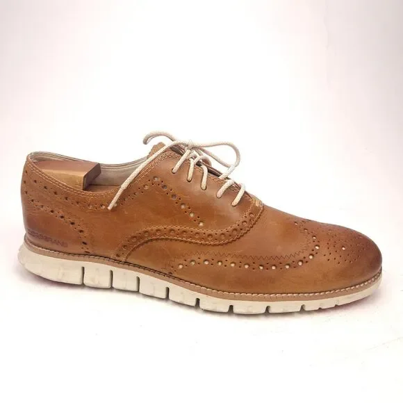 Cole Haan Men's Zerogrand Wingtip Oxford British Tan/Ivory Size 11 M C35186