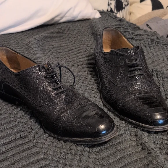 Moreschi Made In Italy Snakeskin Black Dress Shoes Size 11 - 1200 MSRP