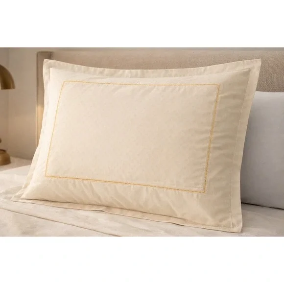Frette King Pillowcase Set Luxury Envelope Cotton‎ Jacquard Ivory Cream Shams
