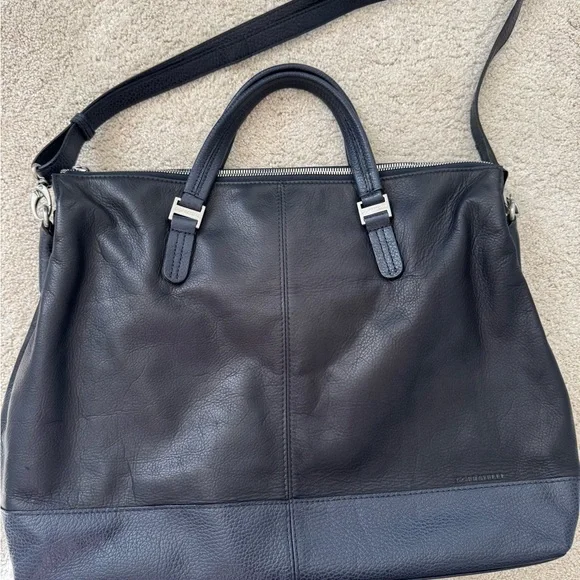 Genuine Leather Navy Laptop Messenger Bag | European Brand | New