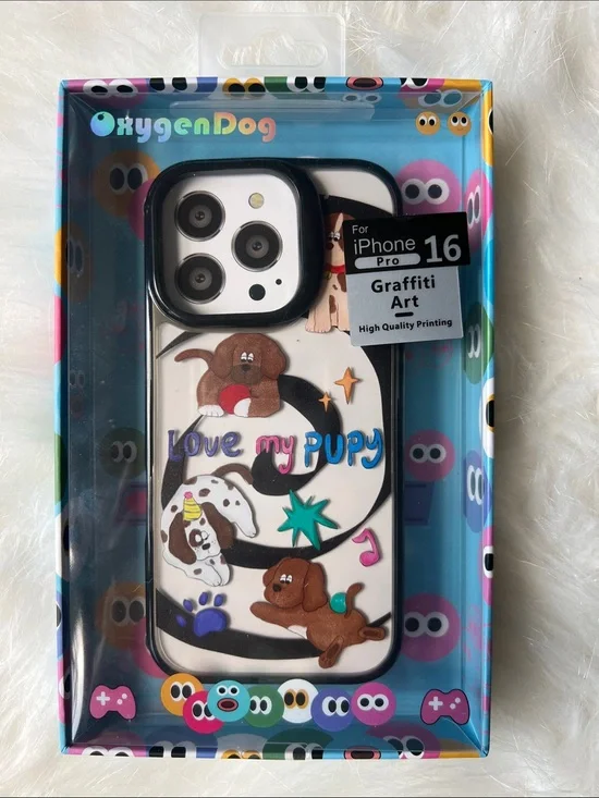 😍😜🥳iPhone 16 Pro Case - Love My Puppy Graffiti Art
