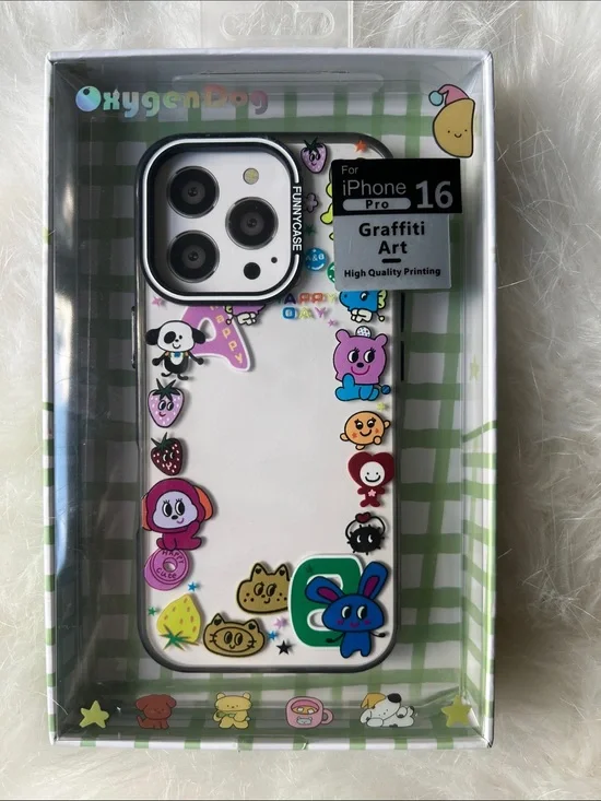 🦮🐾🍓Graffiti Art iPhone 16 Pro Clear Case - Colorful Character Design