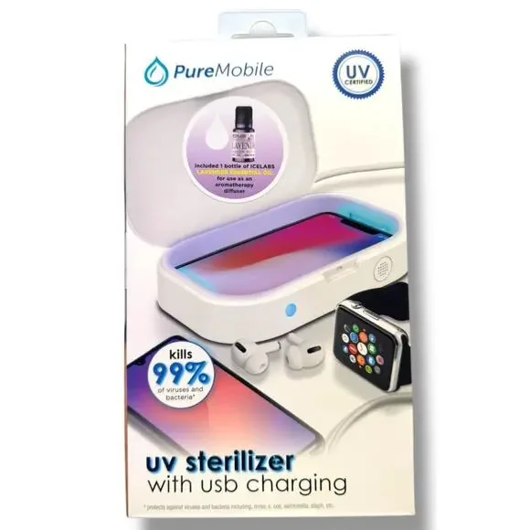 BONUS Pure Mobile UV Sterilizer W USB Charging For Phone Kills 99% of Viruses