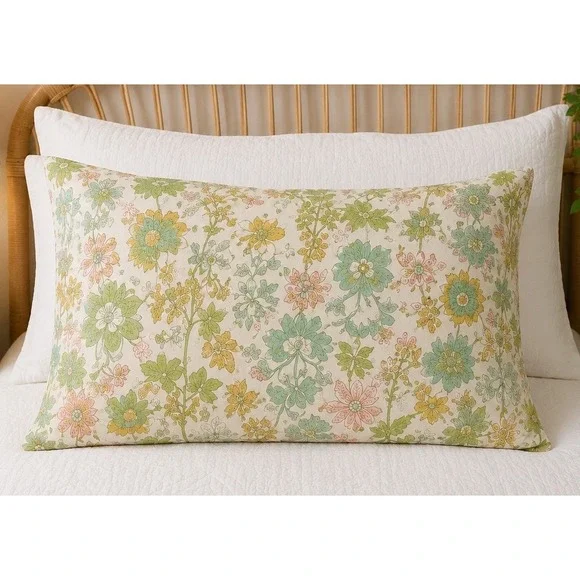 Vtg 70s Wamsutta Retro Mod Floral Pillowcase Flower Power Standard USA made