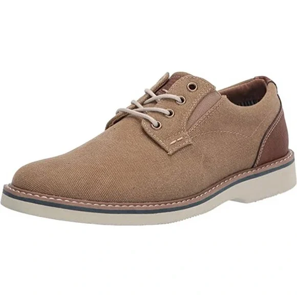 Nunn Bush Mens Size 8.5M Barklay Canvas Plain Toe Oxford. Khaki