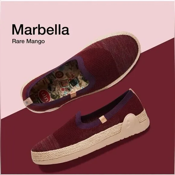 UIN Women's Espadrilles Knitted Lightweight Casual Shoes Marbella (Ripe Cherry)