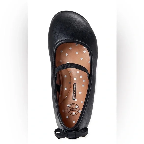 Baby Girl classic ballet flat dressing shoes elastic straps slip on black. 4