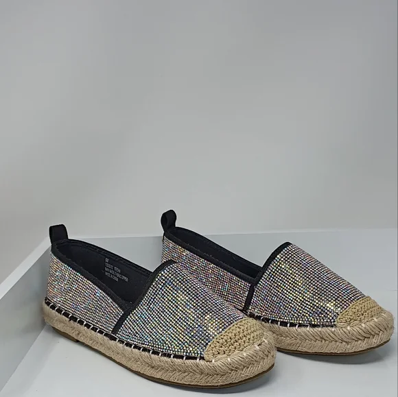 Cape Robbin® For Anthropologie Black and Tan Espadrille Flats with Rope Sole