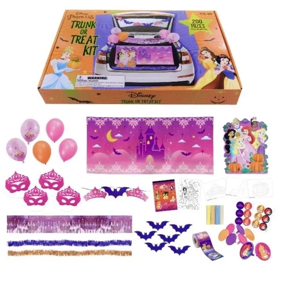 Halloween/Party 200 Piece Disney Princess Trunk or Treat Party Decorating Kit