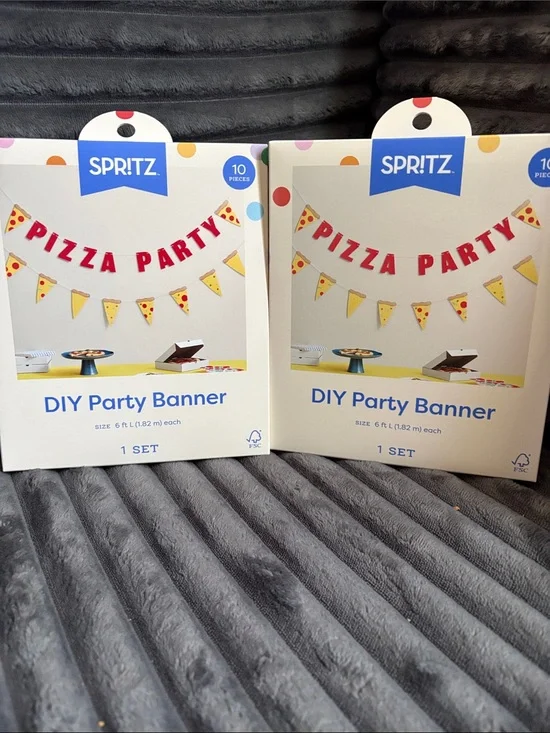 Spritz Pizza Party Banner in Red and Yellow - DIY 10 Piece Set