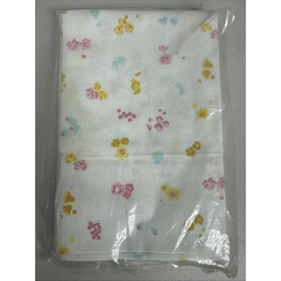 Vintage Royale Standard Pillow Cases Floral Dark Yellow Blue Pink Made In USA