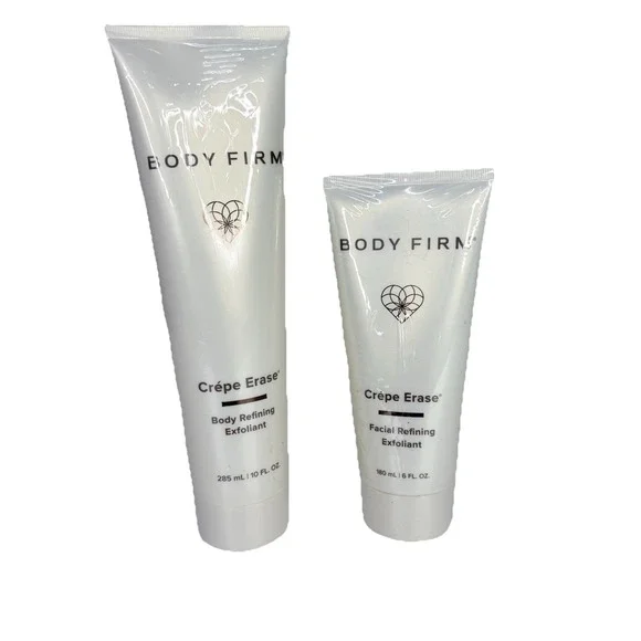 New Sealed Body Firm Crepe Erase Body (10oz) & Facial (6oz) Refining Exfoliants