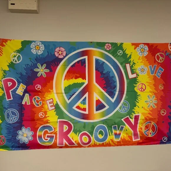 60's Hippie Party Decoration Groovy Banner 72.8 x 43.3 Inch