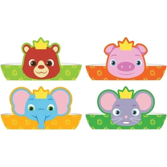 Cocomelon Baby Cute Kids‎ Birthday Party Favor Paper Crowns – 6 Pack