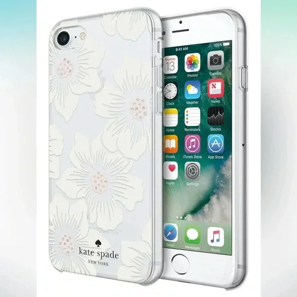 Kate Spade Phone Case for 6-8 Floral -Hollyhock Cream/Blush/Crystal Gems/Clear