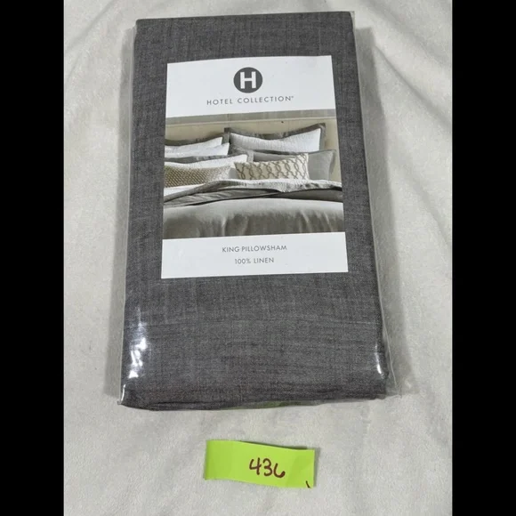 NIB Hotel Collection Linen‎ (1) King Sham Pillow Case in Grey