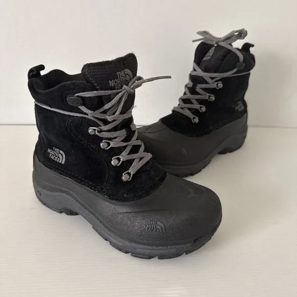 The North Face Heatseeker Waterproof Plus Black Lined Winter Boots Boys Size 5